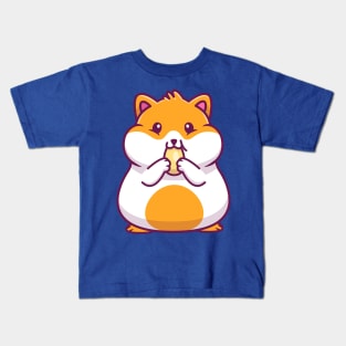 Cute Hamster Eating Sunflower Seed Cartoon (2) Kids T-Shirt